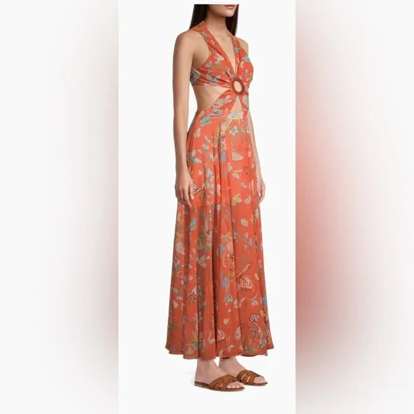 NWT My Beachy Side Begonia cut out maxi dress Size Medium- Gold Flame - Picture 3 of 4